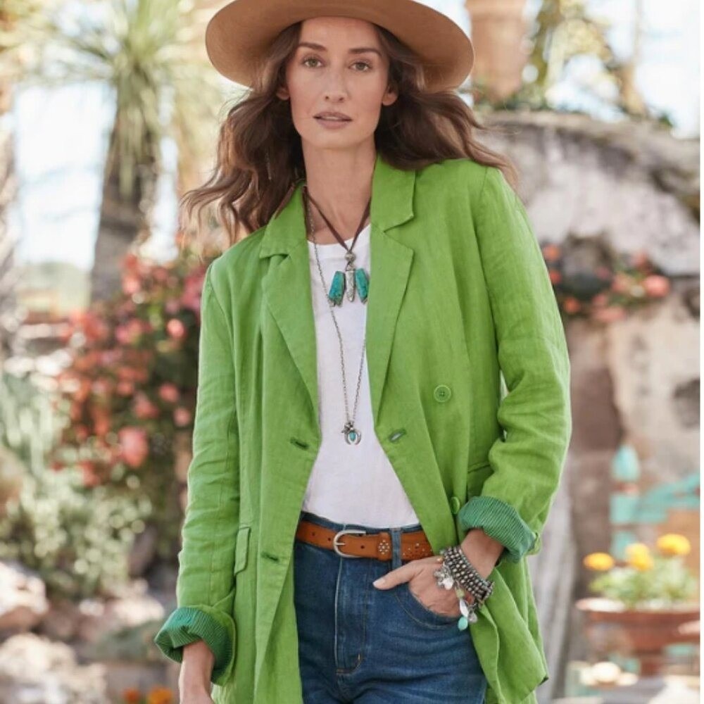 Sundance Oaklee Blazer Green 100% Linen #StandOut #Quality #Versatile‎ #Travel